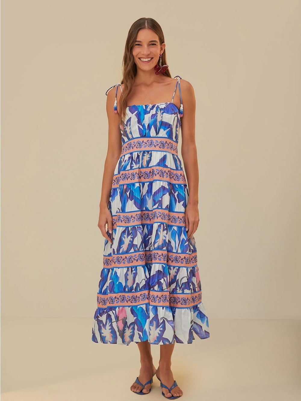 Farm Rio blue foliage dress